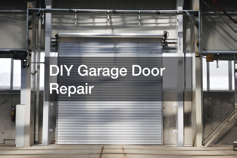 a homeowner performing a DIY garage door repair.