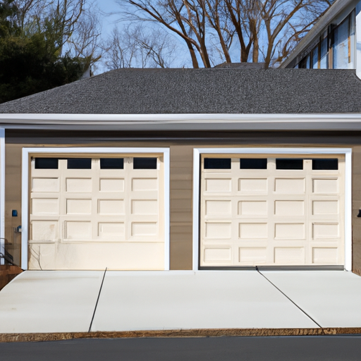 Modern insulated steel garage door on a suburban Marlboro, NJ driveway at morning light, no people.